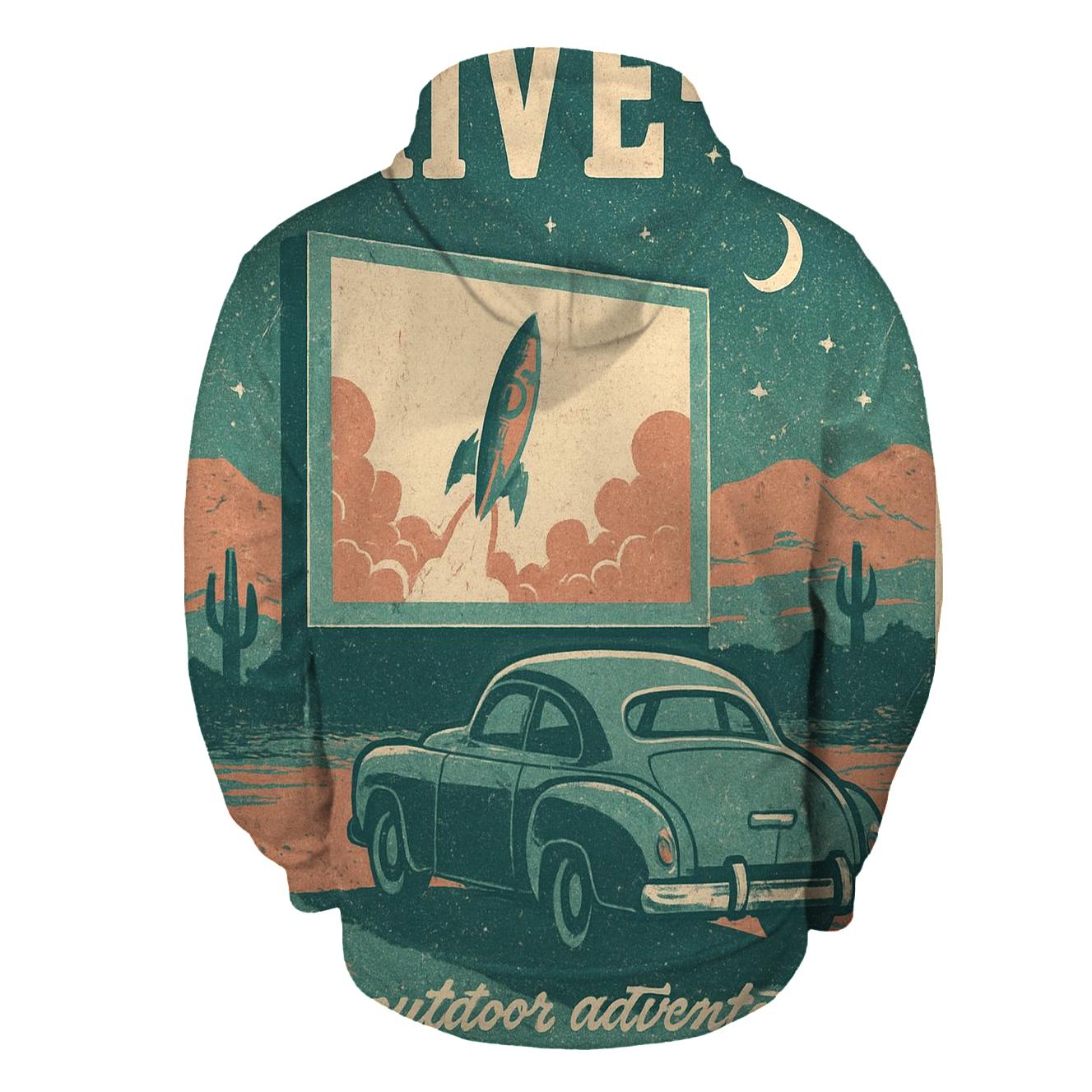 Weathered Space Age Drive In Cinema Poster custom hoodies