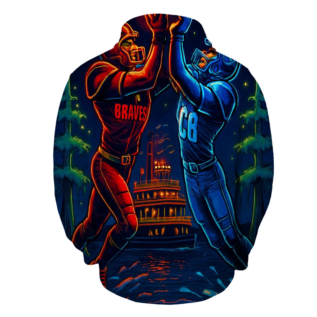 Neon Bayou Night Fight Braves Versus Cubs graphic hoodies