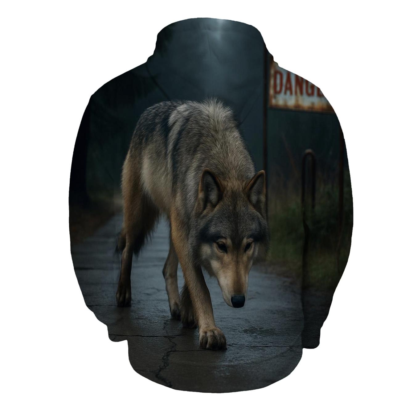 Gray Wolf In The Chernobyl Forest Edge printed hoodies