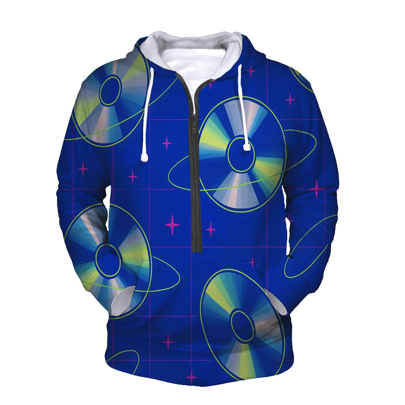 Laser Disc Orbit Pattern embroidered hoodies