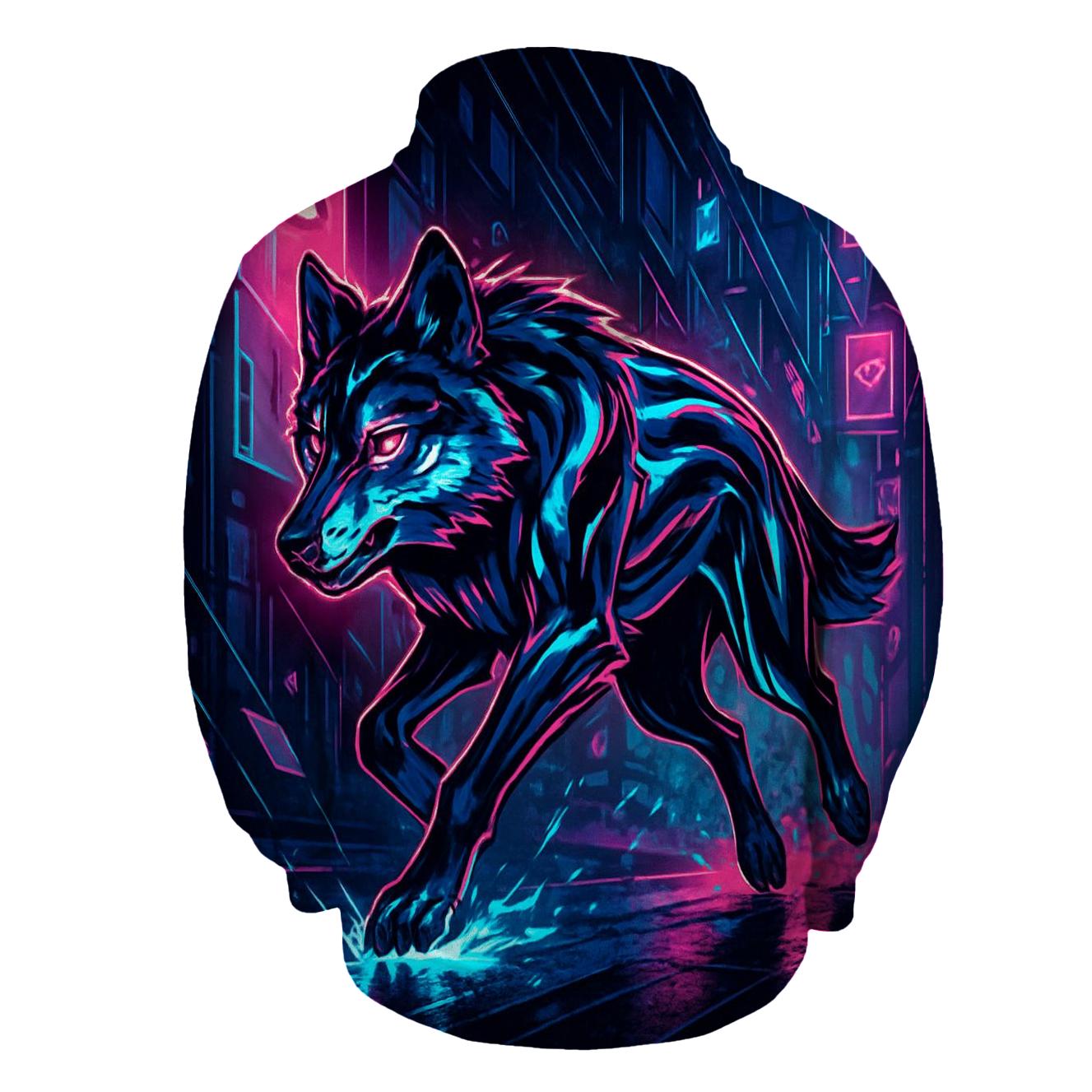 Neon Alley Mirror Shard Wolf heavyweight hoodies