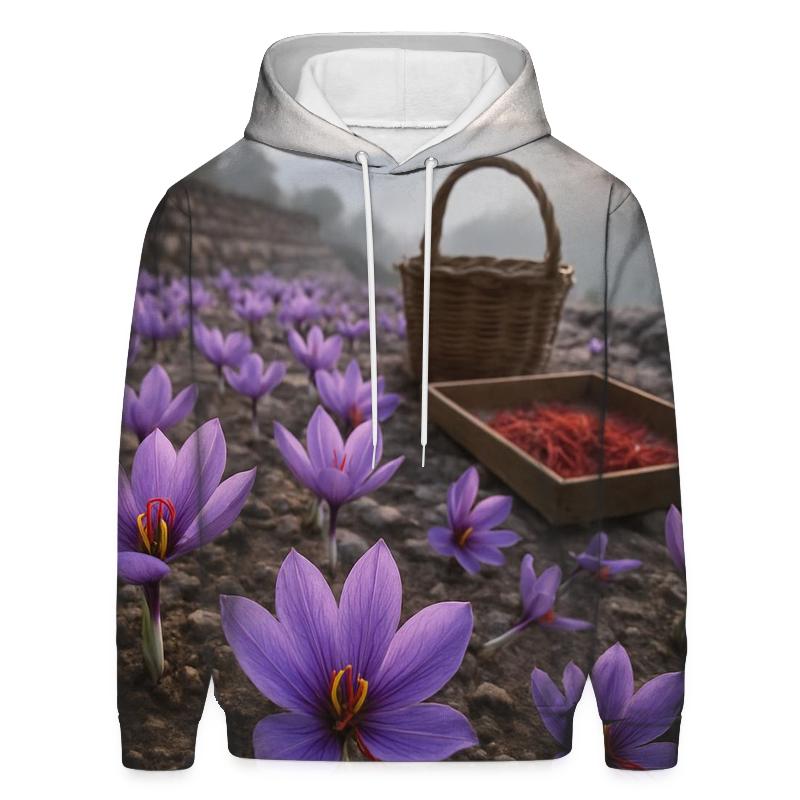 Saffron Crocus Harvest In A Stone Terrace Field pullover hoodies