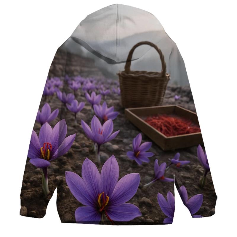Saffron Crocus Harvest In A Stone Terrace Field pullover hoodies