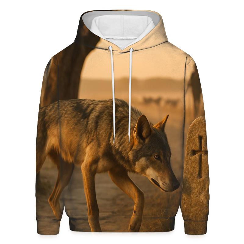 Iberian Wolf Along The Transhumance Stone Way zip-up hoodies