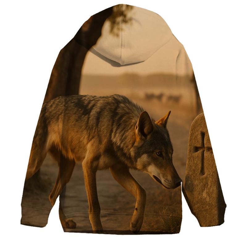 Iberian Wolf Along The Transhumance Stone Way zip-up hoodies