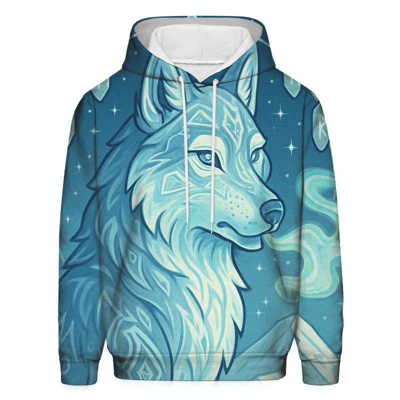 Aurora Rune Sentinel Wolf premium hoodies