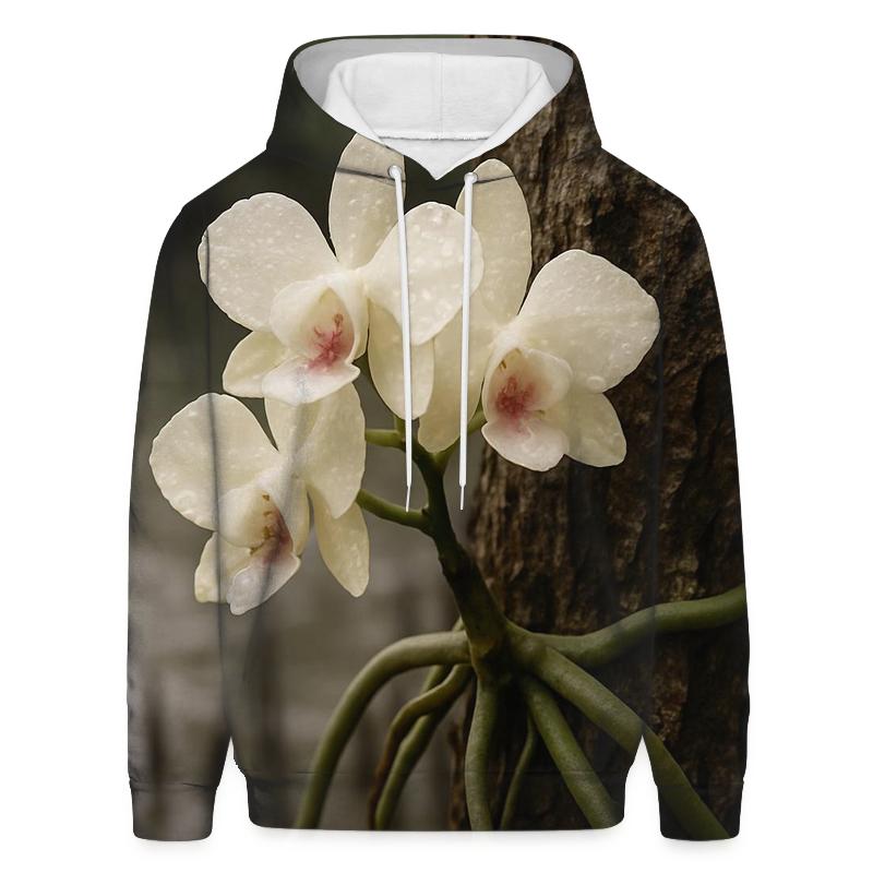 Epiphyte Orchid Roots On Mangrove Bark After Rain printed hoodies