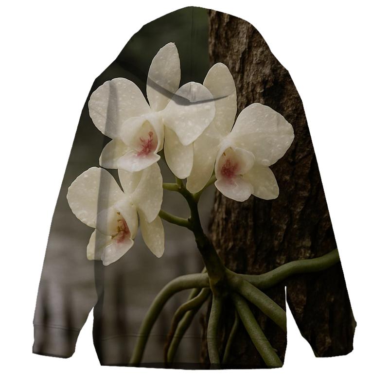 Epiphyte Orchid Roots On Mangrove Bark After Rain printed hoodies