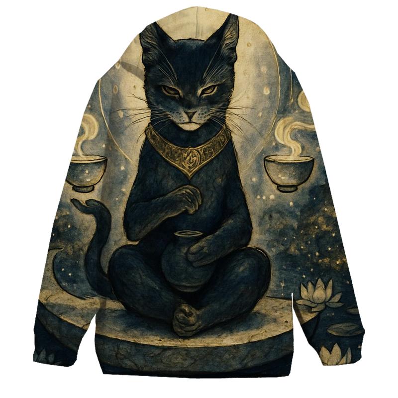 Lunar Tea Ceremony Guardian Cat printed hoodies