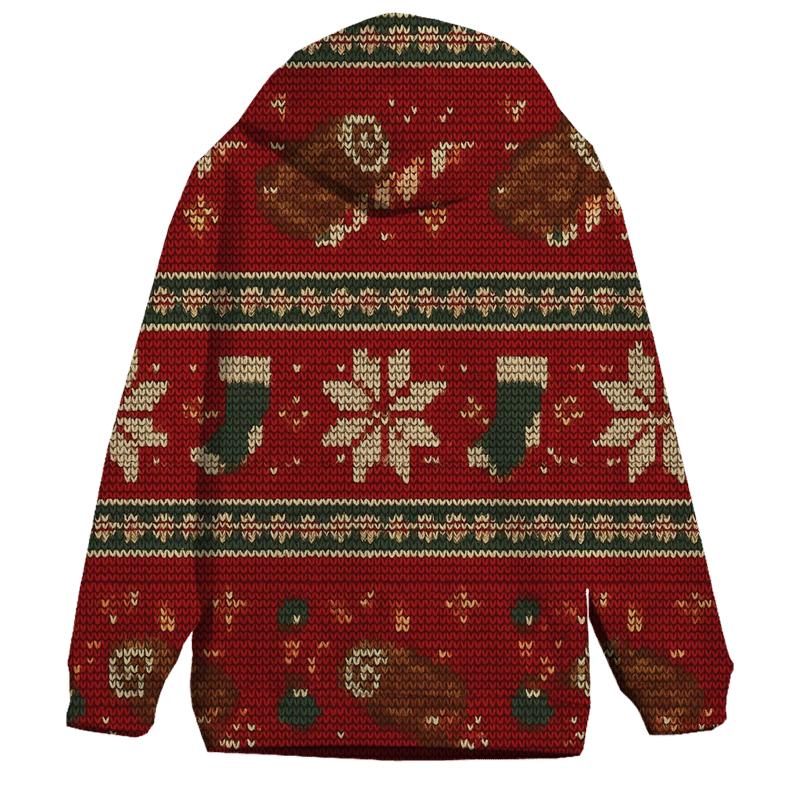 Jolly Yule Log Rocket Row Design zip-up hoodies
