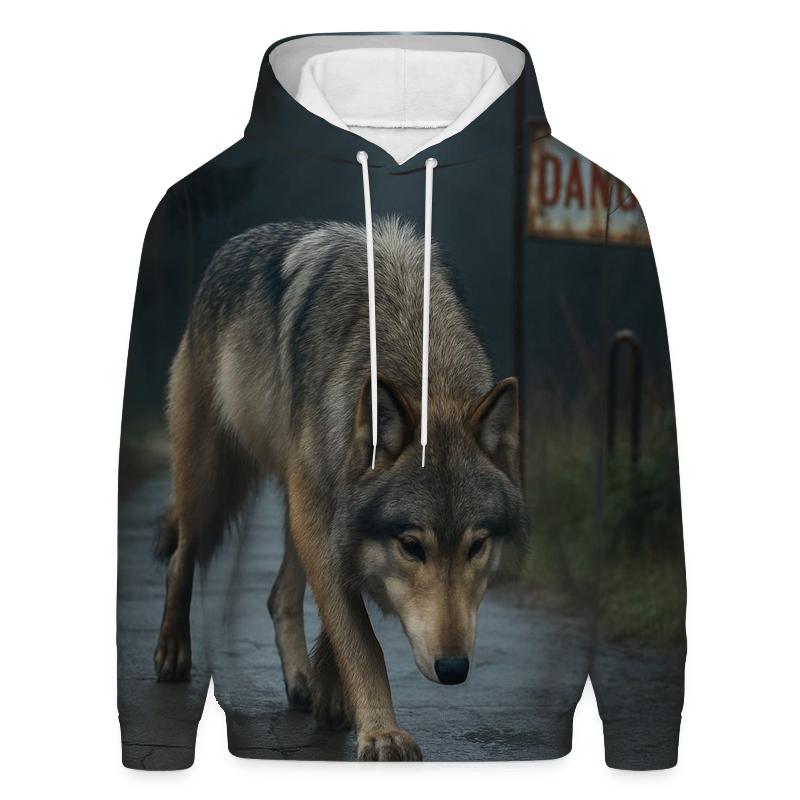 Gray Wolf In The Chernobyl Forest Edge custom hoodies