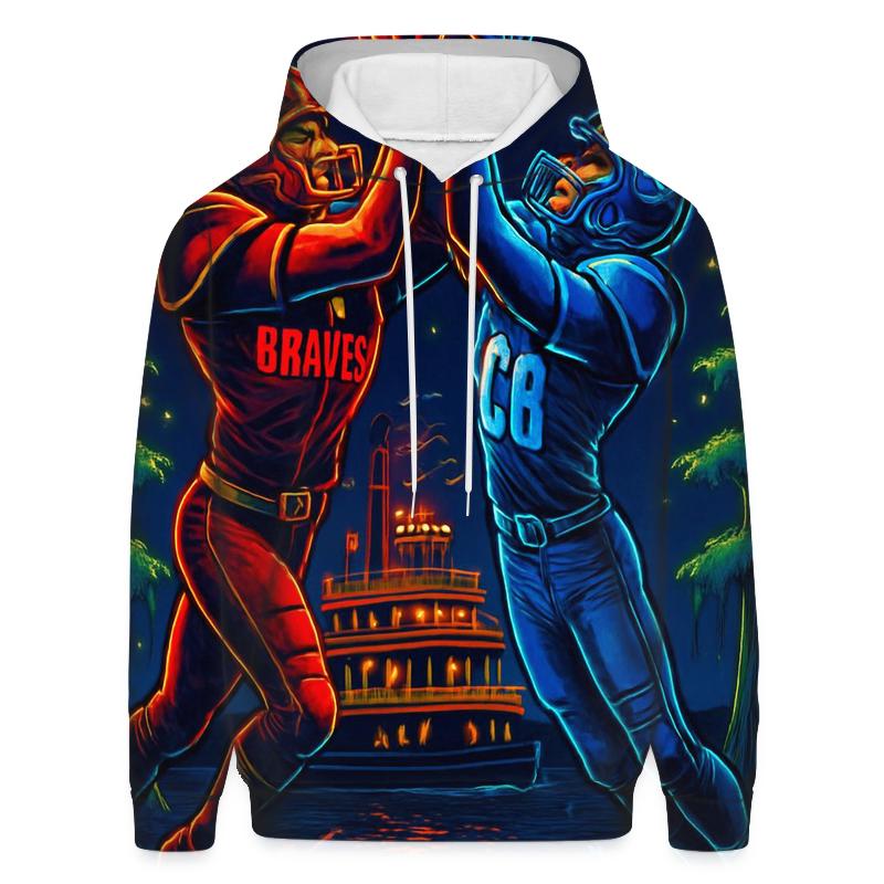 Neon Bayou Night Fight Braves Versus Cubs heavyweight hoodies
