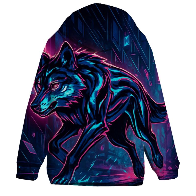 Neon Alley Mirror Shard Wolf graphic hoodies