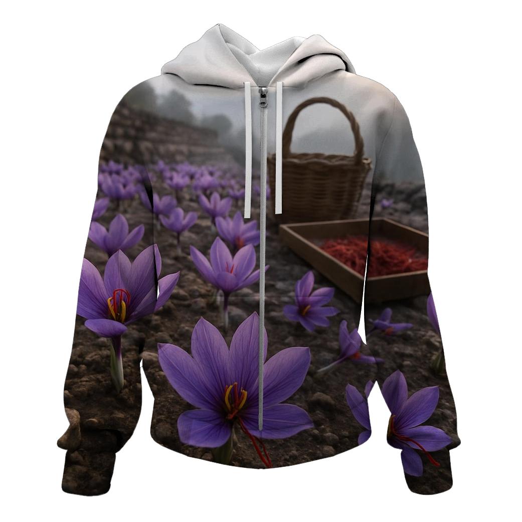 Saffron Crocus Harvest In A Stone Terrace Field custom hoodies