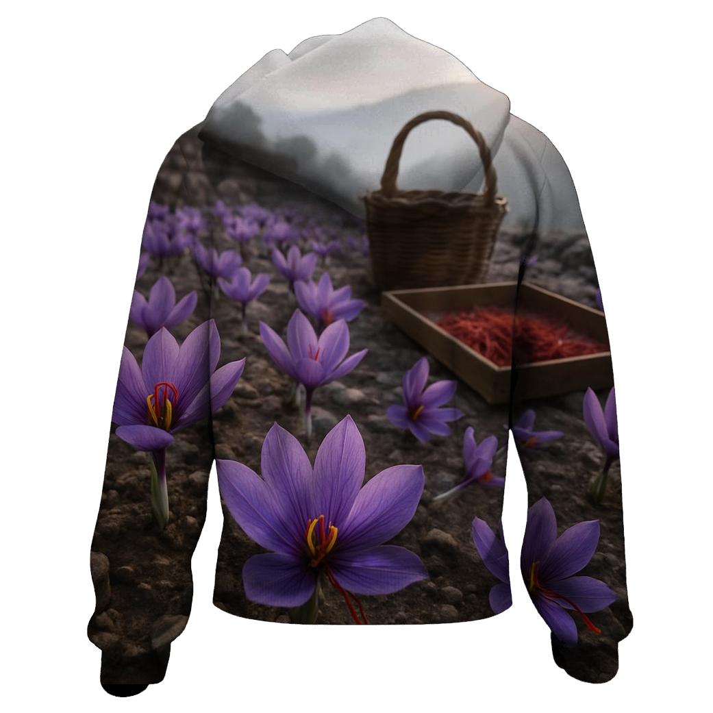 Saffron Crocus Harvest In A Stone Terrace Field custom hoodies