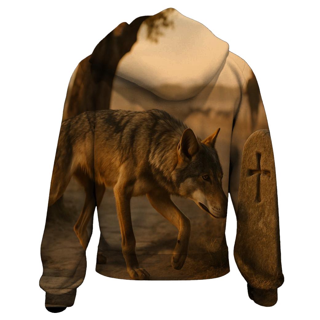 Iberian Wolf Along The Transhumance Stone Way printed hoodies
