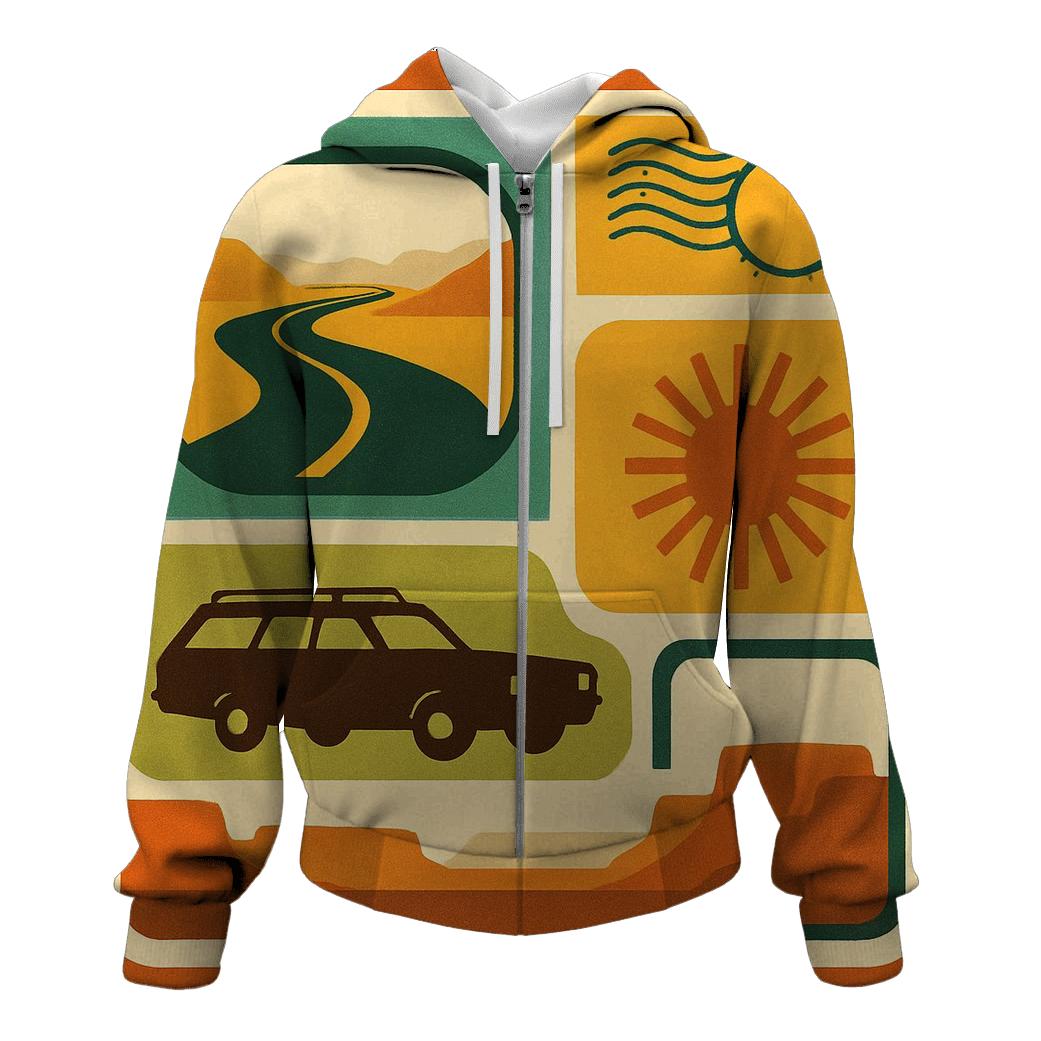 Seventies Road Trip Postcard Collage premium hoodies