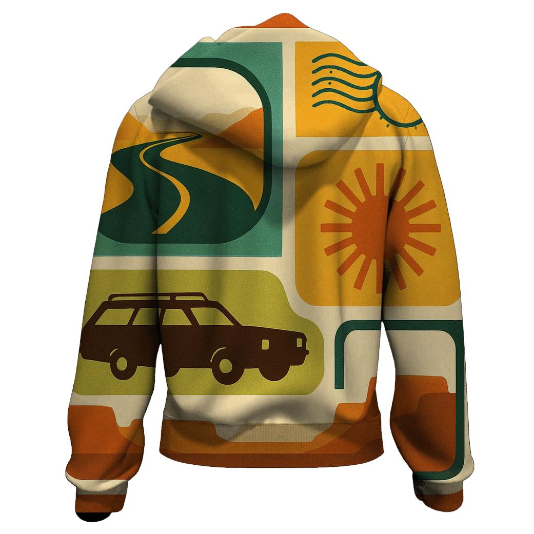 Seventies Road Trip Postcard Collage premium hoodies