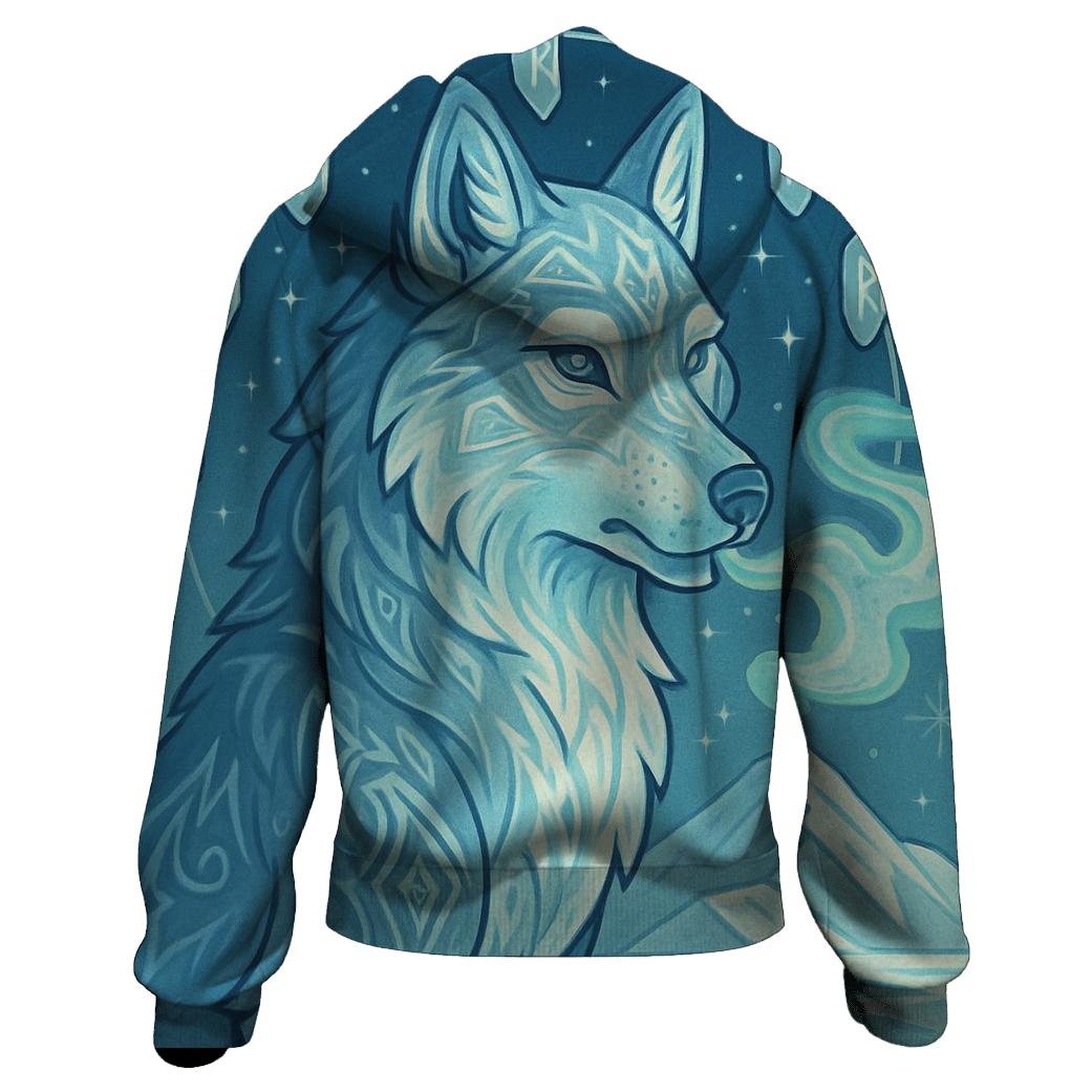 Aurora Rune Sentinel Wolf zip-up hoodies