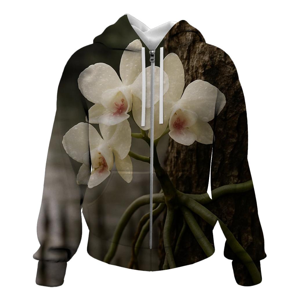 Epiphyte Orchid Roots On Mangrove Bark After Rain premium hoodies