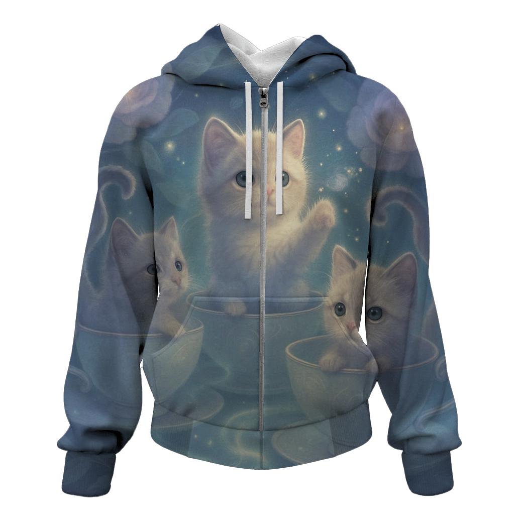 Moonlit Teacup Kitten Carousel heavyweight hoodies
