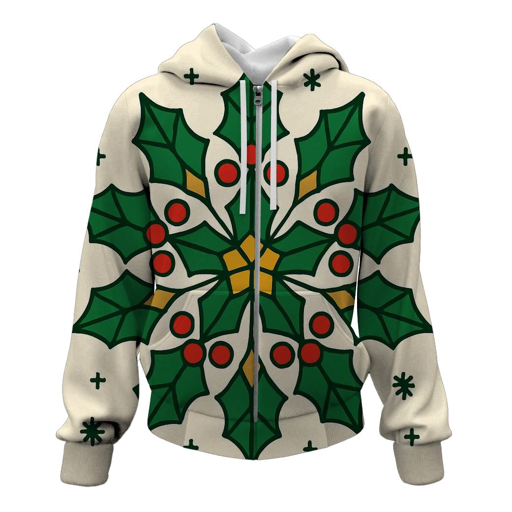 Celestial Holly Star Lattice printed hoodies