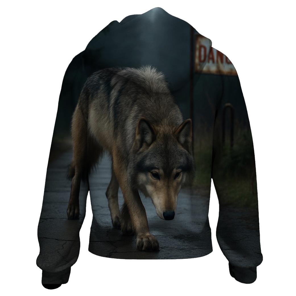 Gray Wolf In The Chernobyl Forest Edge premium hoodies
