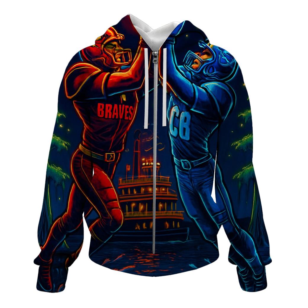Neon Bayou Night Fight Braves Versus Cubs printed hoodies