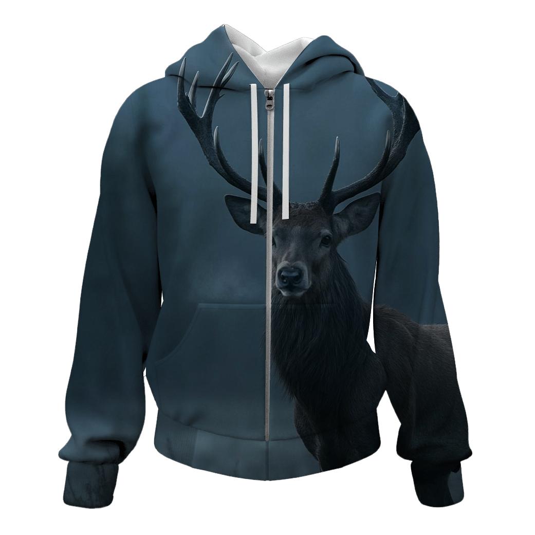 Mist Edge Stag Red Deer embroidered hoodies