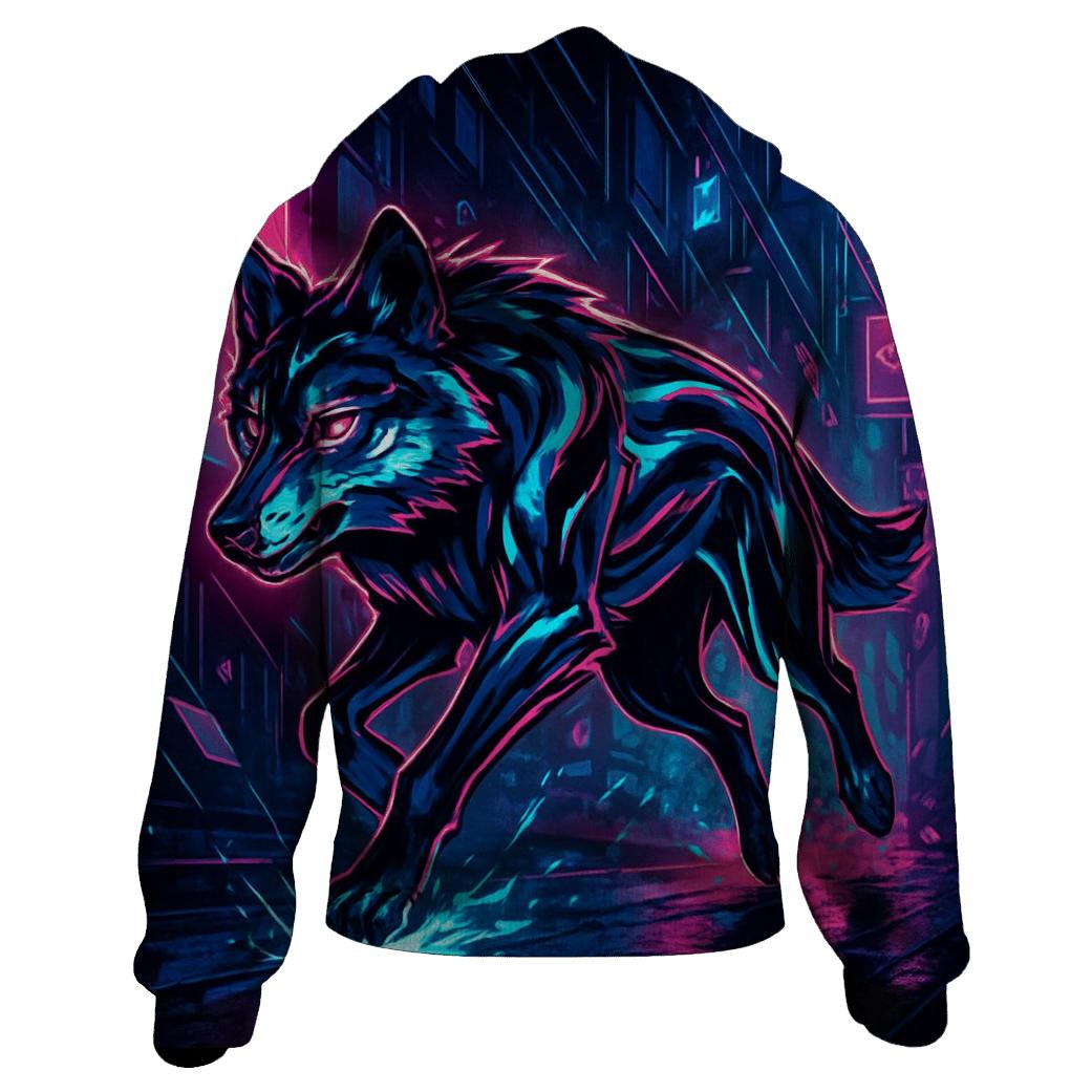 Neon Alley Mirror Shard Wolf embroidered hoodies