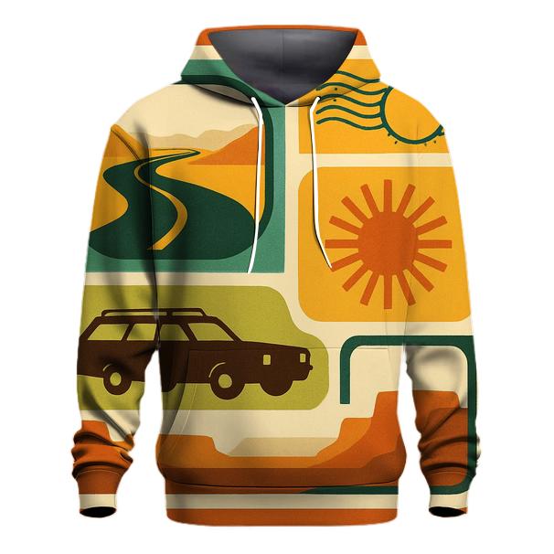 Seventies Road Trip Postcard Collage graphic hoodies