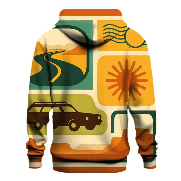 Seventies Road Trip Postcard Collage graphic hoodies