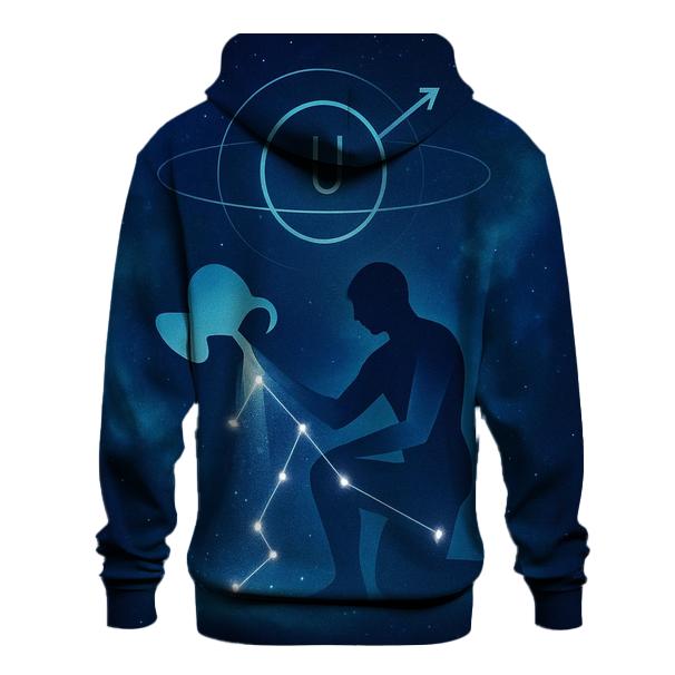 Aquarius Uranus Retrograde Star Pourer printed hoodies