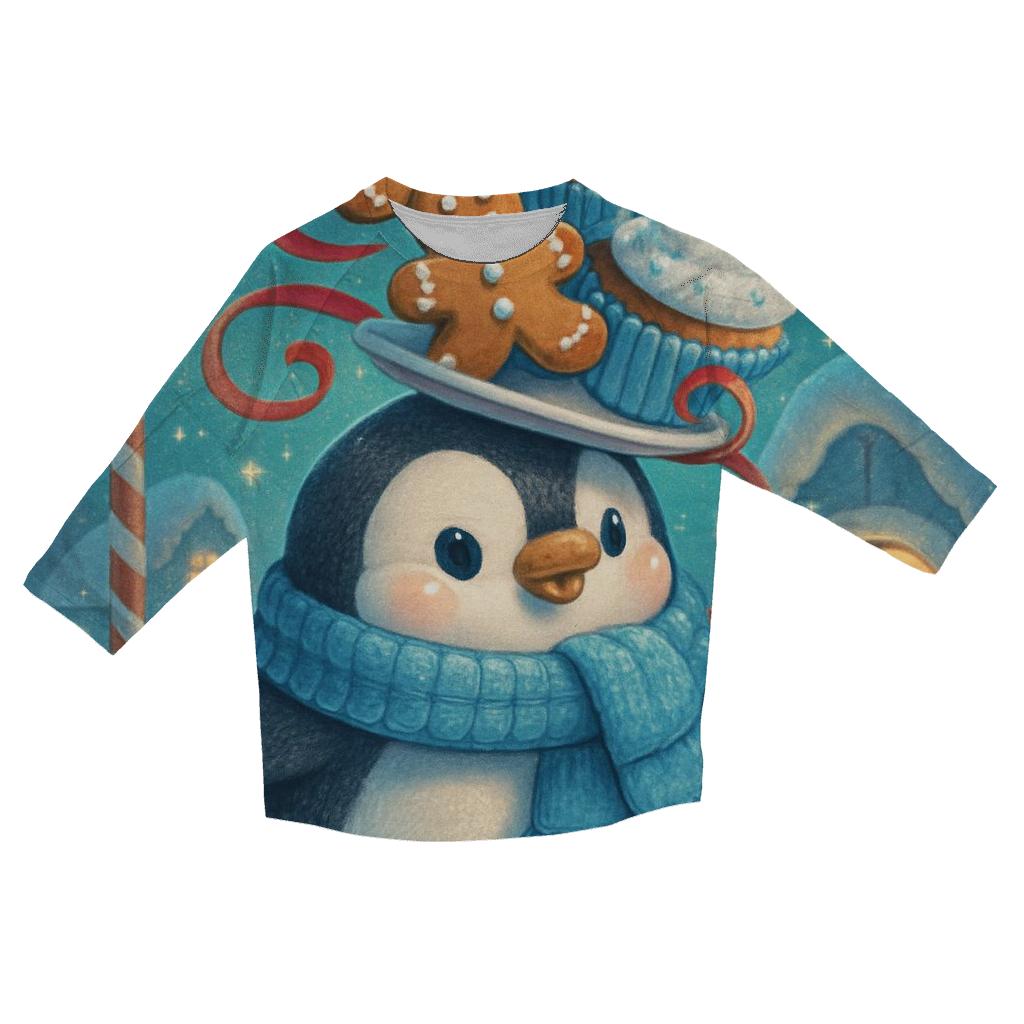 Penguin Pastry Parade Under The Aurora trendy 3/4 sleeve tops