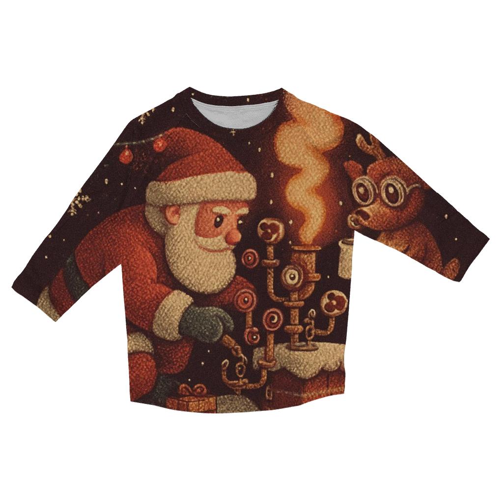 Santa Rooftop Hot Cocoa Lab custom 3/4 sleeve shirts