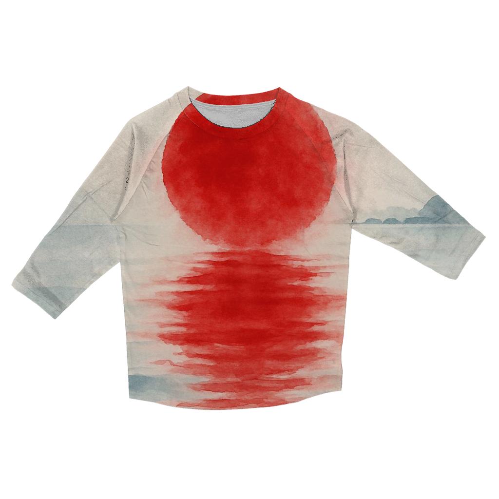 Japan Rising Sun Watercolor Tide trendy 3/4 sleeve tops