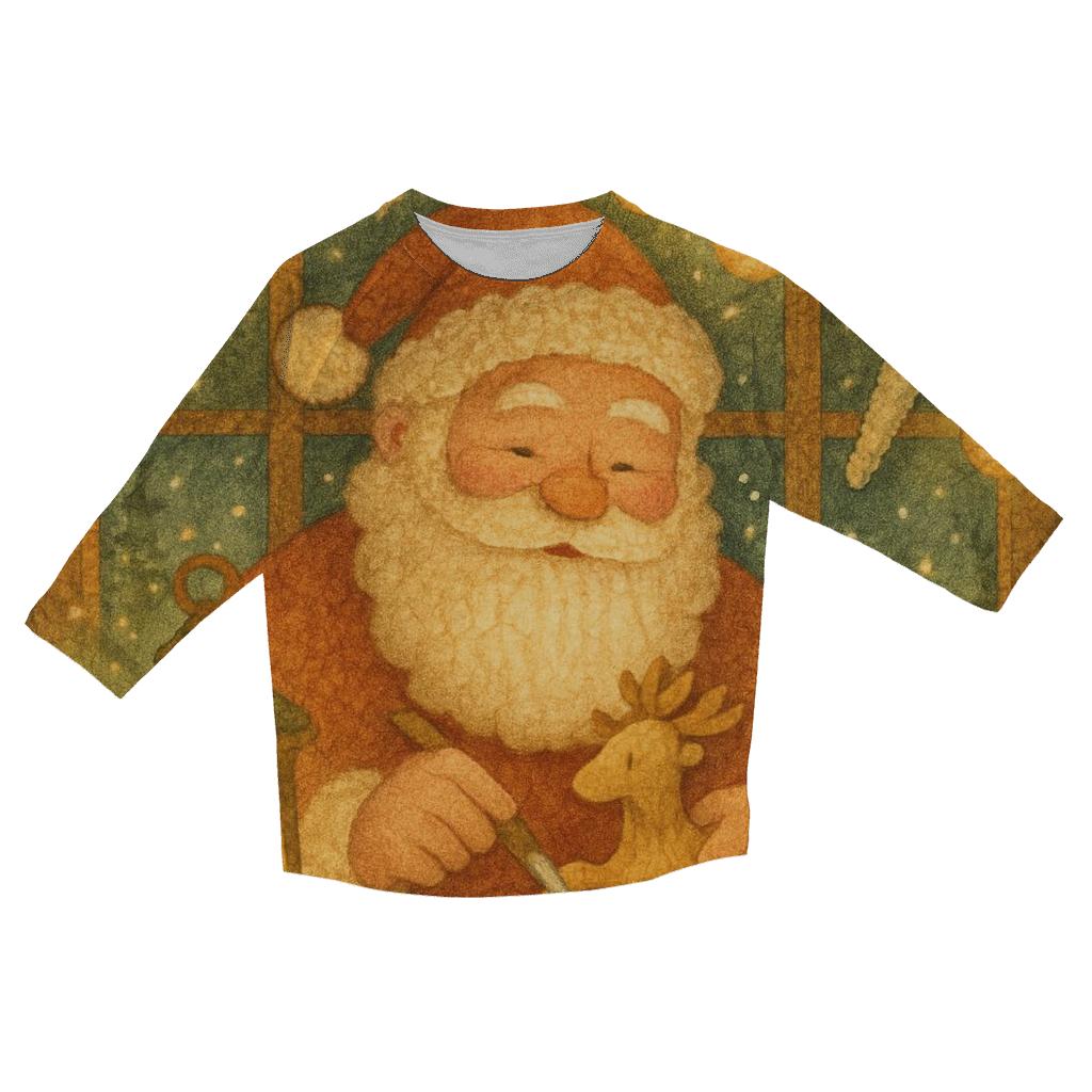 Gingerbread Workshop Lantern Santa personalized 3/4 sleeve tees