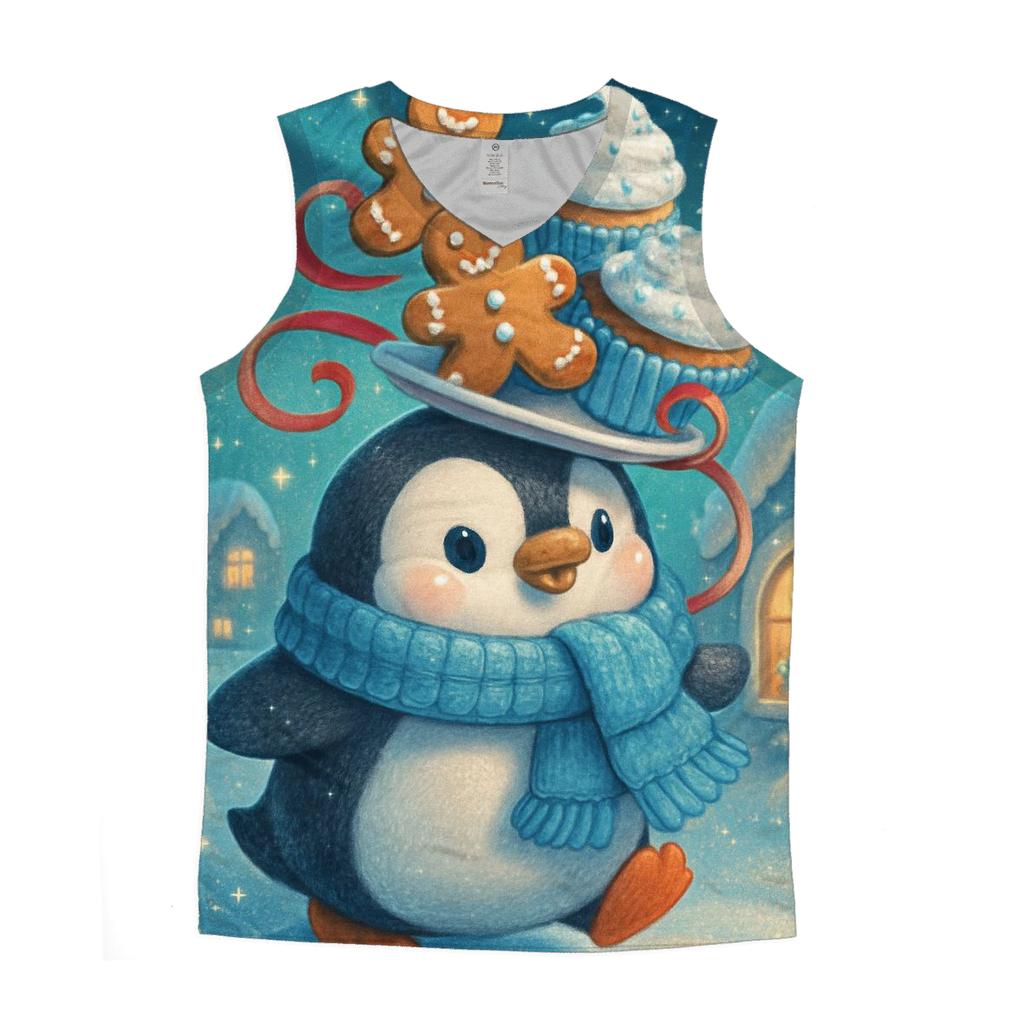 Penguin Pastry Parade Under The Aurora custom tank tops