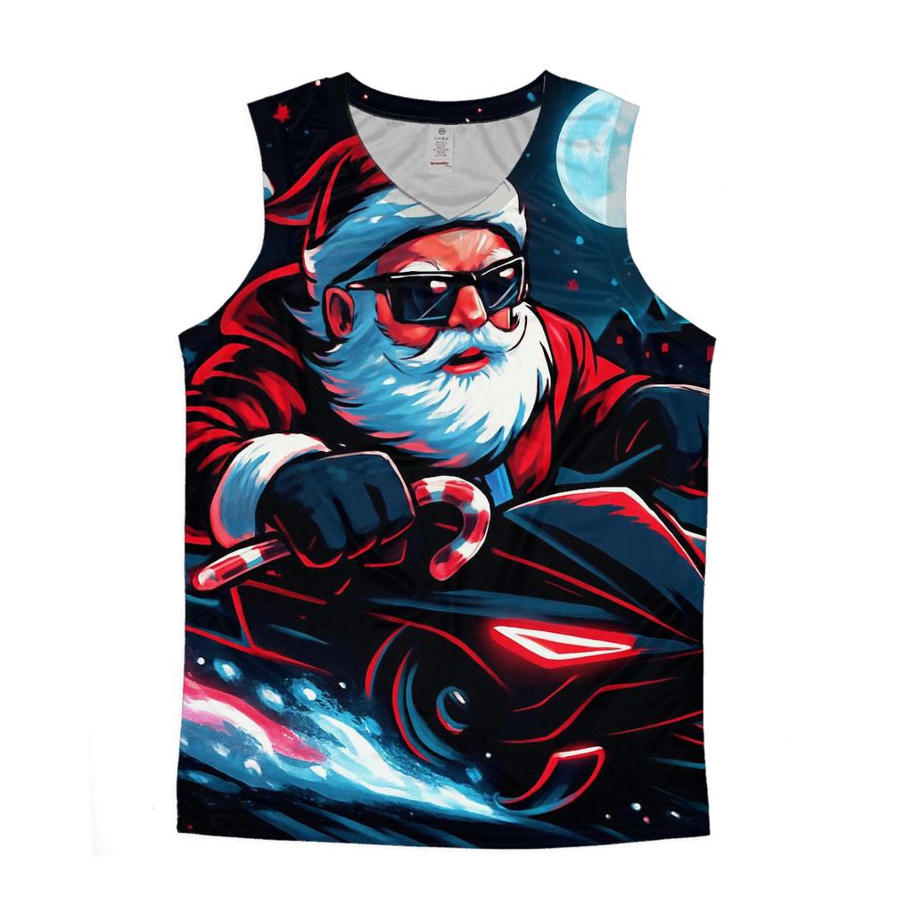 Neon Sleigh Drift Santa casual summer tank tops