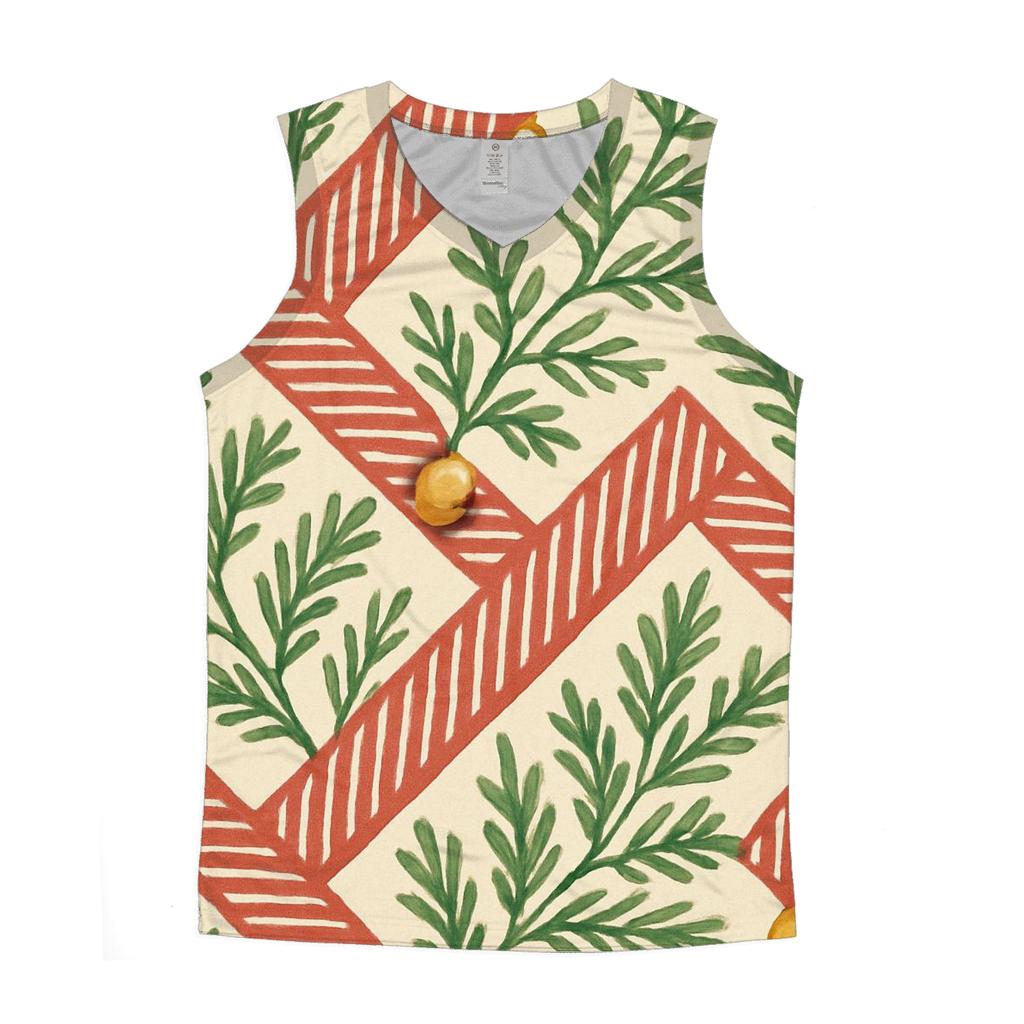 Nordic Candy Cane Pine Stripe Weave On Warm Ivory cotton sleeveless tops