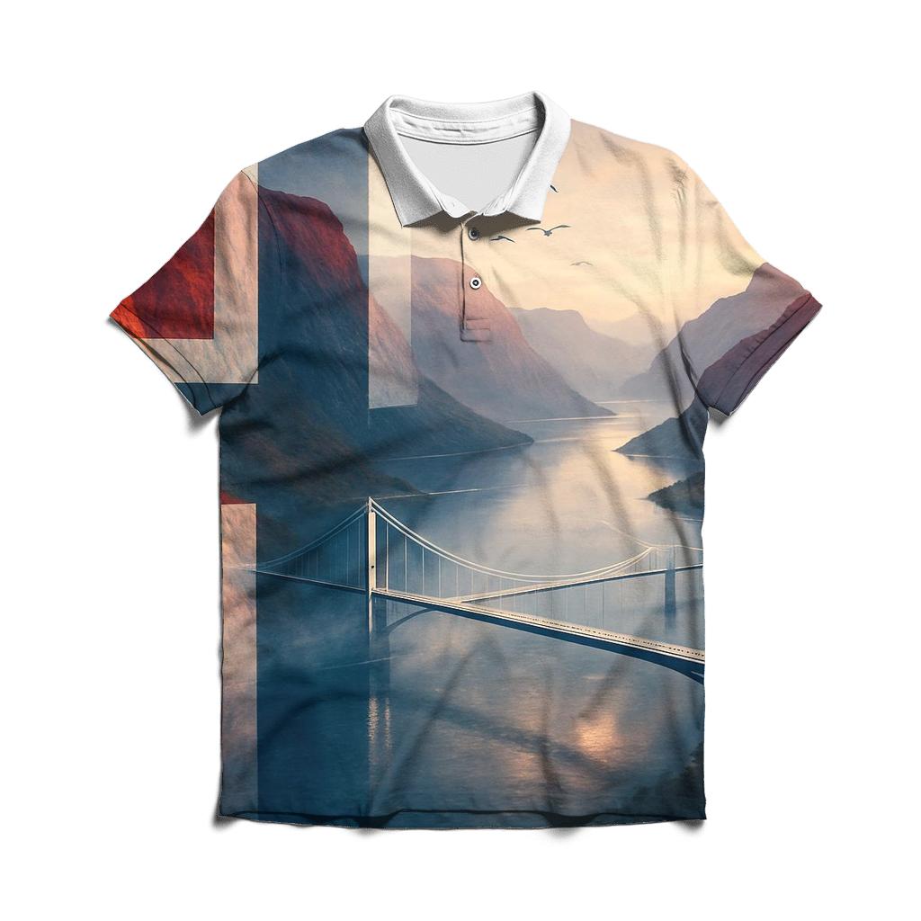Norway Fjord Aurora Flagscape premium cotton polo shirts