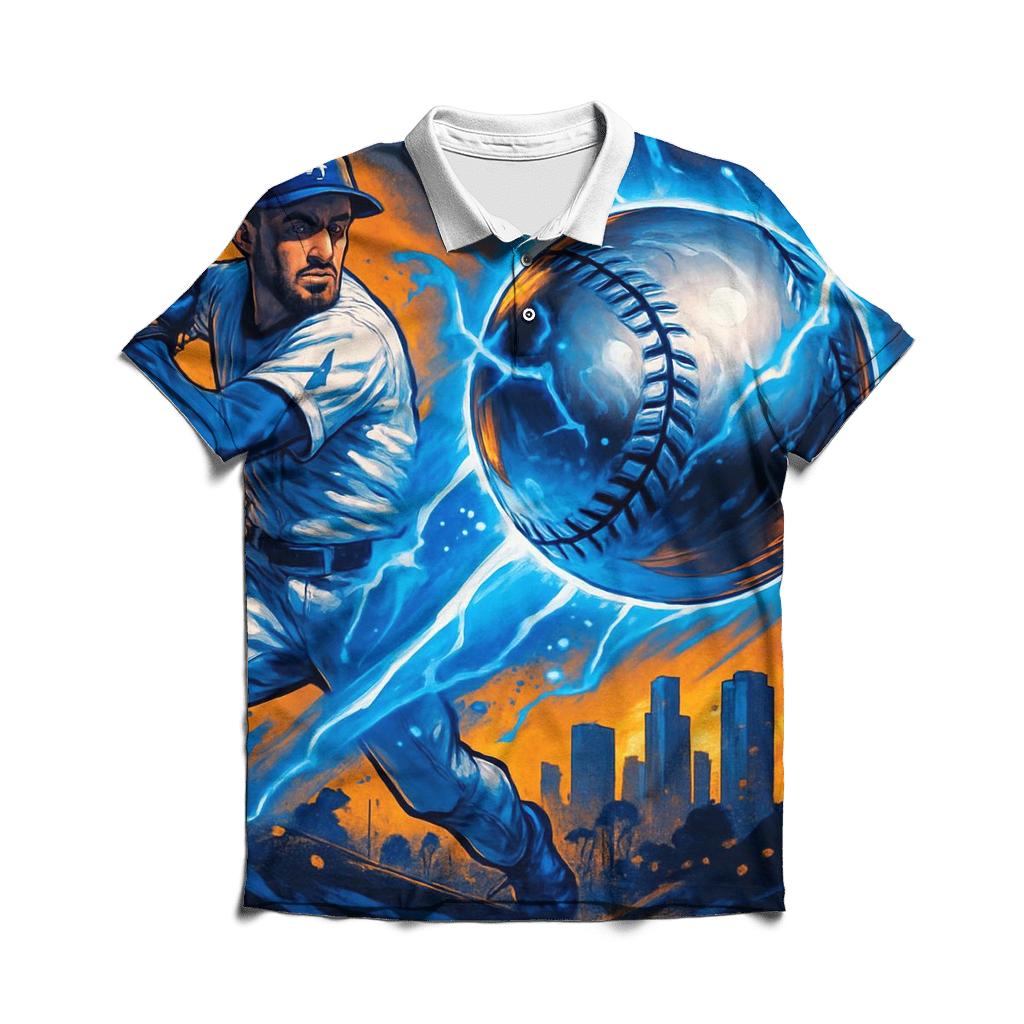 Chrome Fastball Over Sunset Boulevard custom polo shirts
