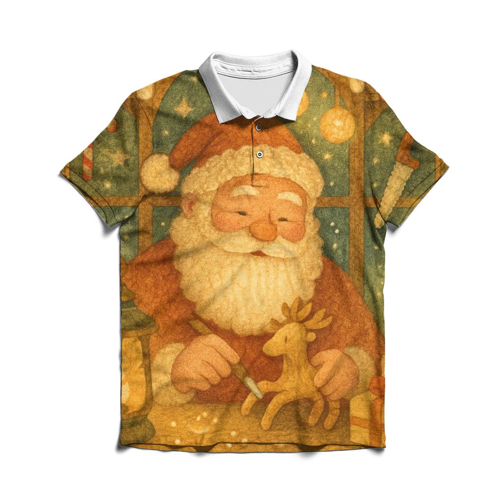 Gingerbread Workshop Lantern Santa embroidered polo tops