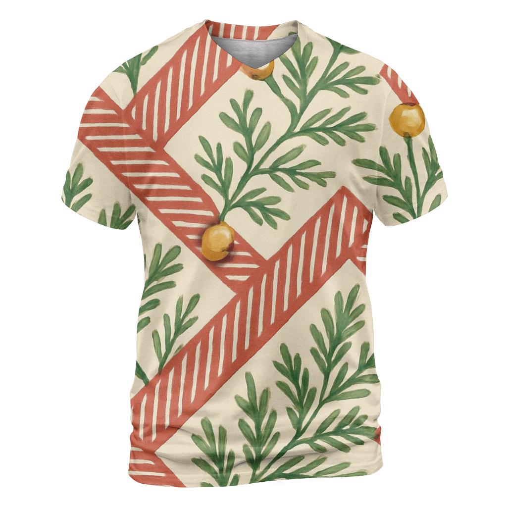 Nordic Candy Cane Pine Stripe Weave On Warm Ivory trendy printed shirt styles