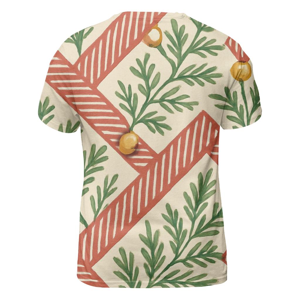 Nordic Candy Cane Pine Stripe Weave On Warm Ivory trendy printed shirt styles