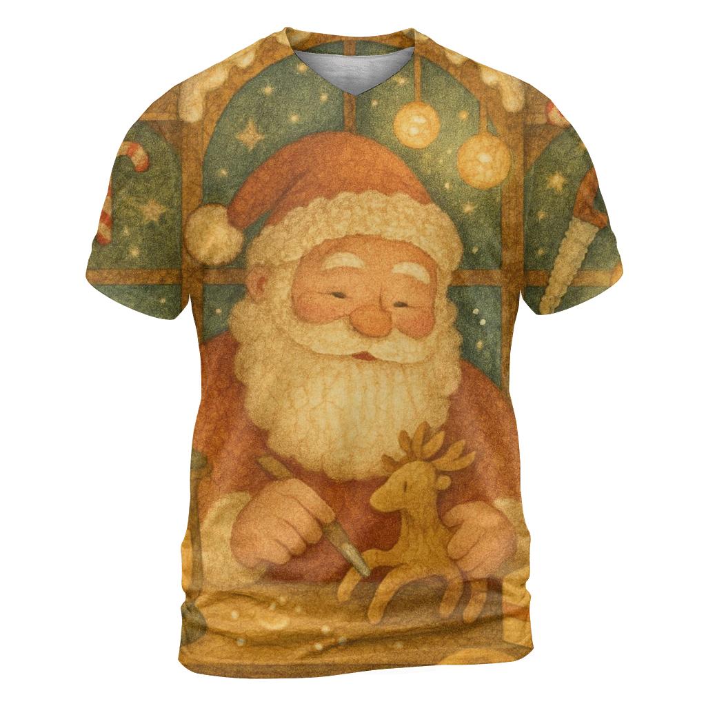 Gingerbread Workshop Lantern Santa creative print fashion shirts