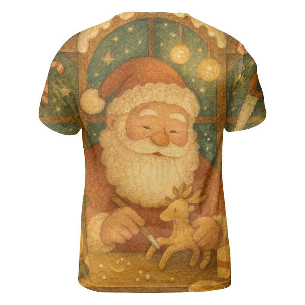 Gingerbread Workshop Lantern Santa creative print fashion shirts