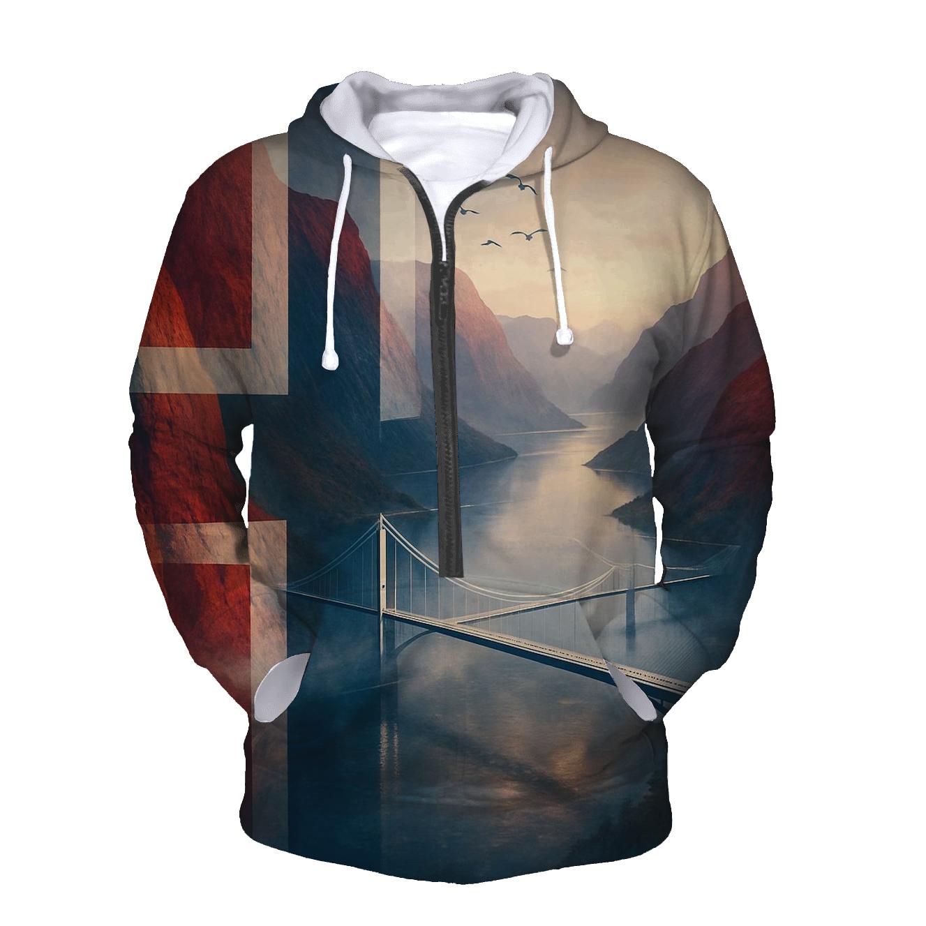 Norway Fjord Aurora Flagscape hoodies fashion