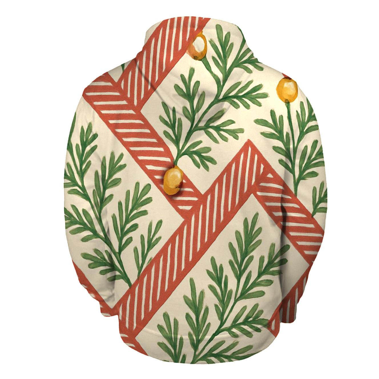 Nordic Candy Cane Pine Stripe Weave On Warm Ivory premium hoodies