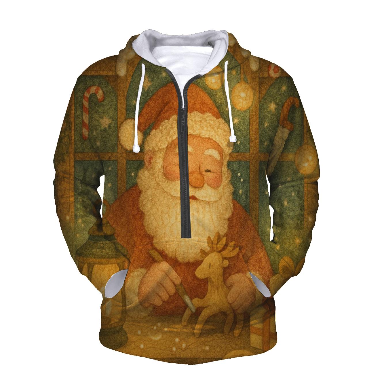 Gingerbread Workshop Lantern Santa graphic hoodies